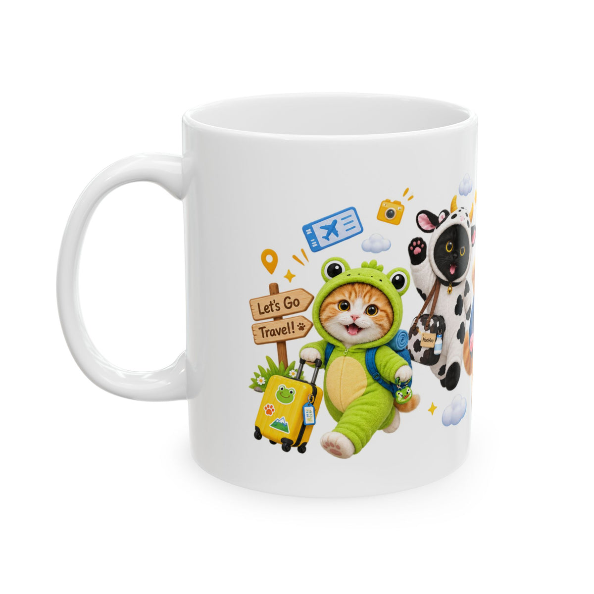 Let’s Go Travel Ceramic Mug – Cute Kitten Adventure