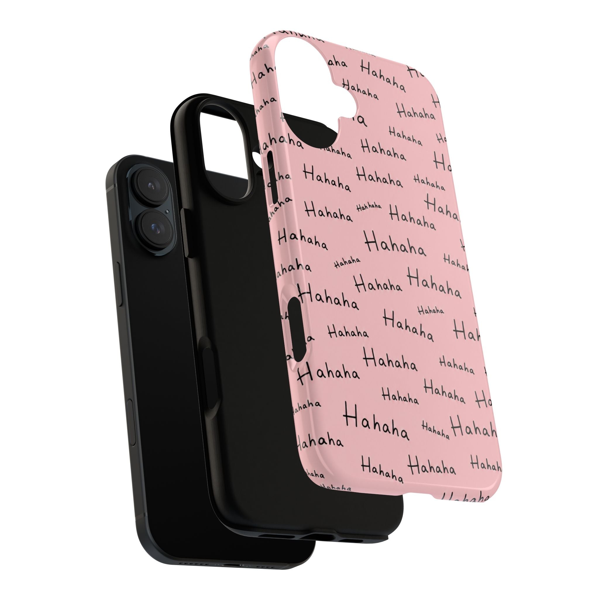 "Hahaha" Pink Pattern Phone Case — Playful Handwritten Design
