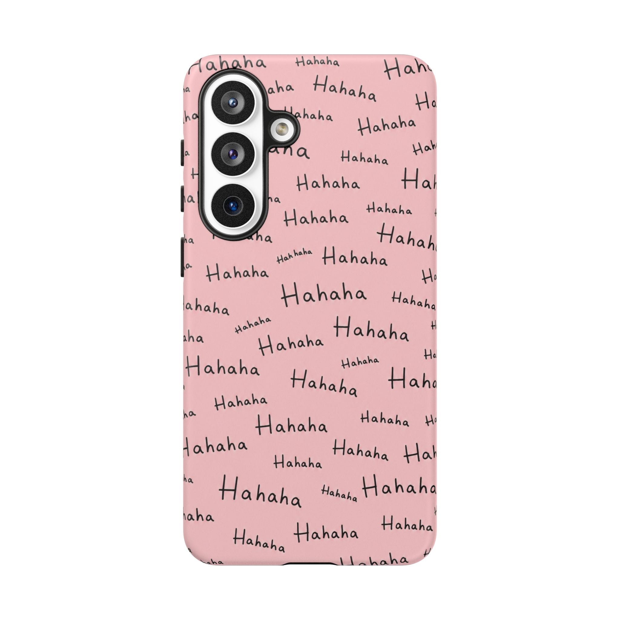 "Hahaha" Pink Pattern Phone Case — Playful Handwritten Design