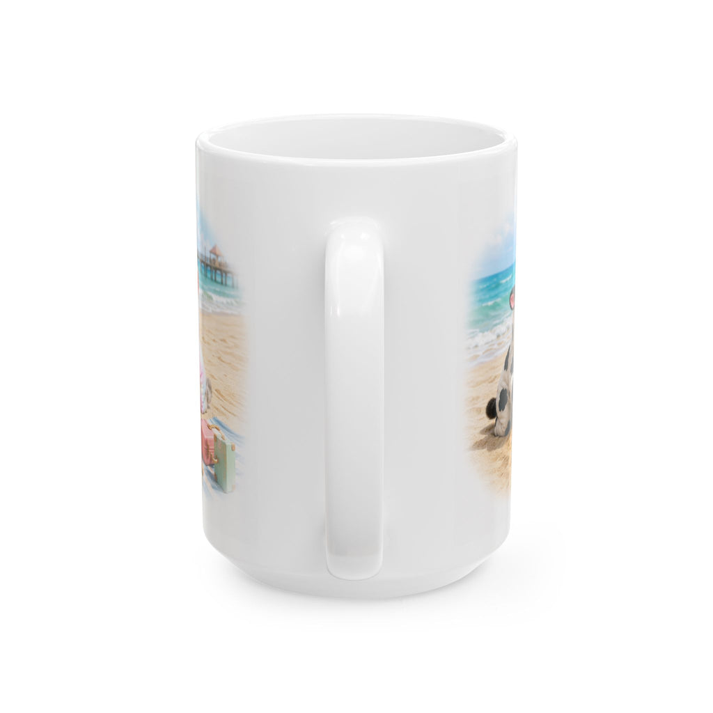 Beach Day Ceramic Mug – Cute Kitten Sandcastle Adventure