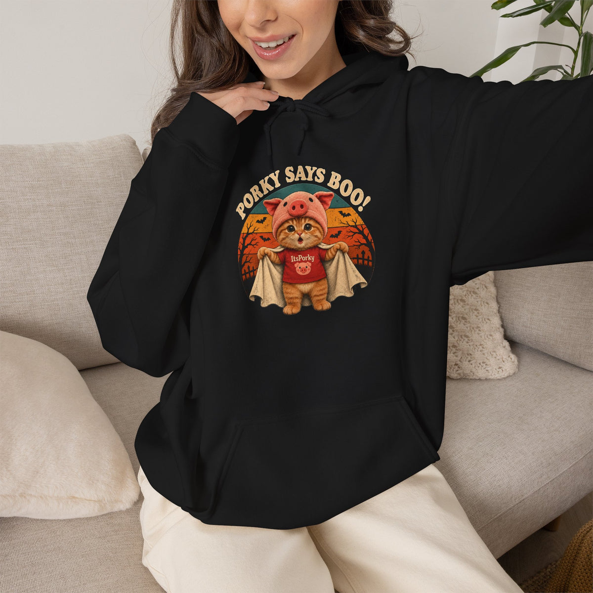 Porky Says BOO! Halloween Unisex Hoodie