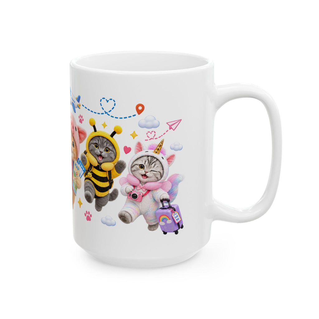 Let’s Go Travel Ceramic Mug – Cute Kitten Adventure