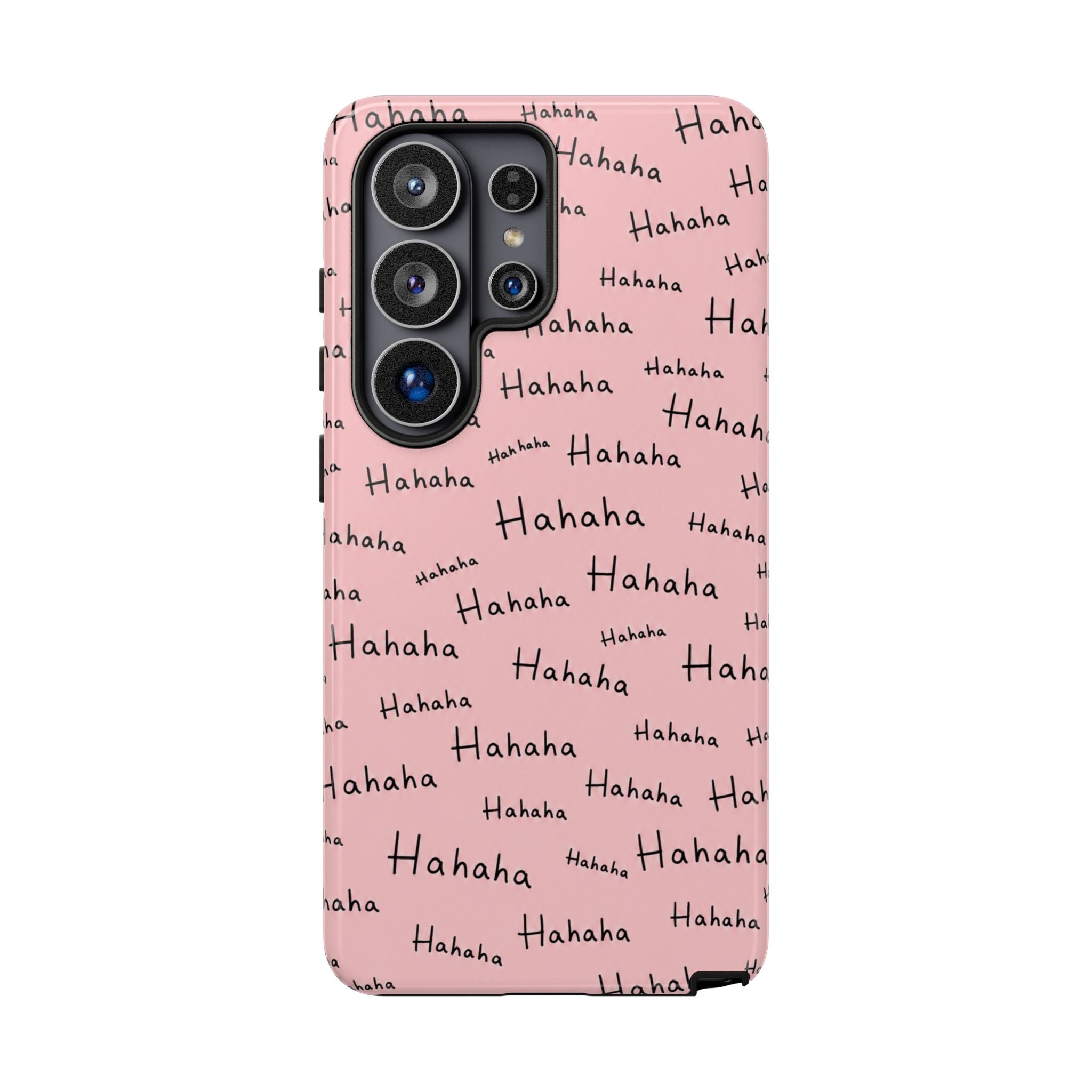 "Hahaha" Pink Pattern Phone Case — Playful Handwritten Design