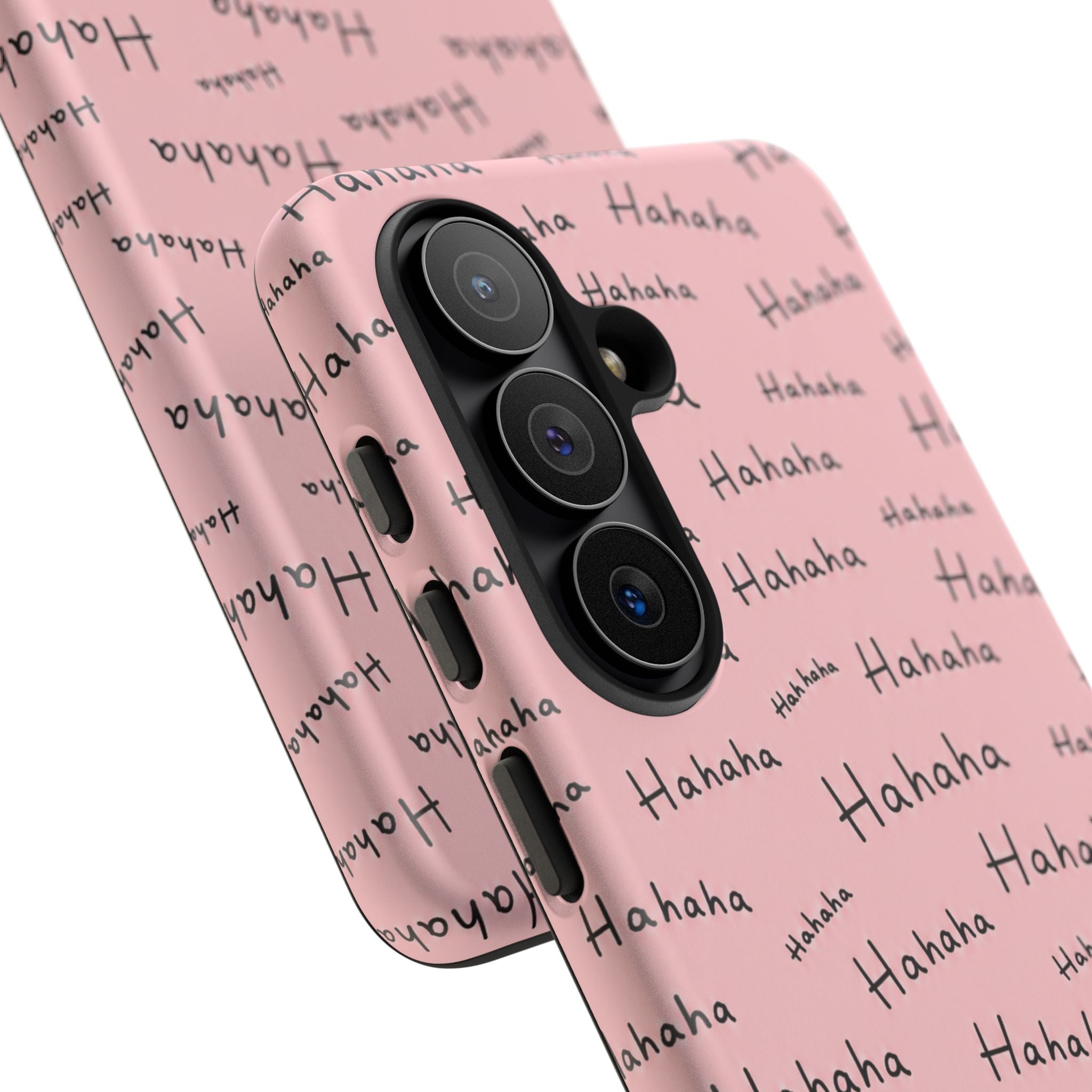 "Hahaha" Pink Pattern Phone Case — Playful Handwritten Design