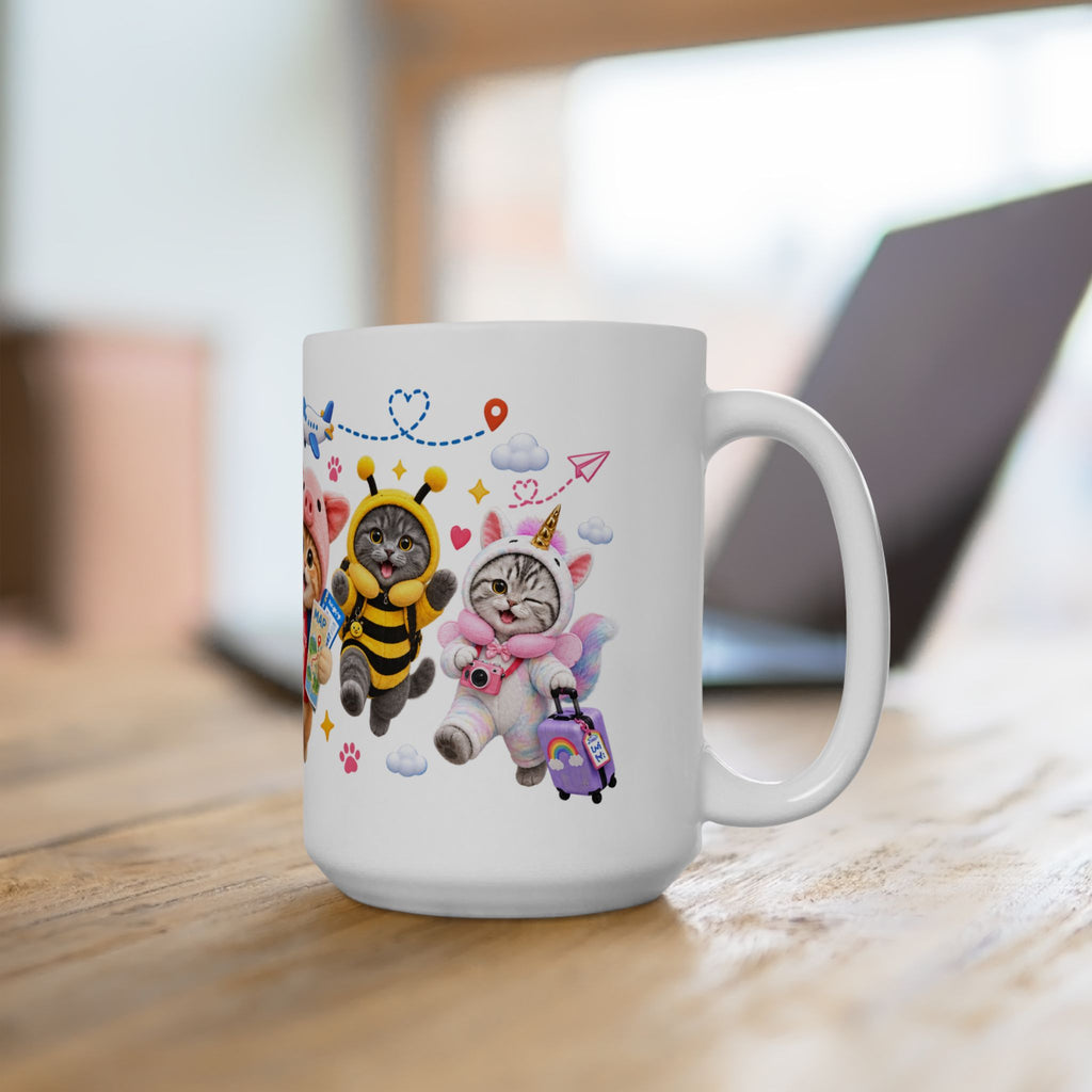 Let’s Go Travel Ceramic Mug – Cute Kitten Adventure