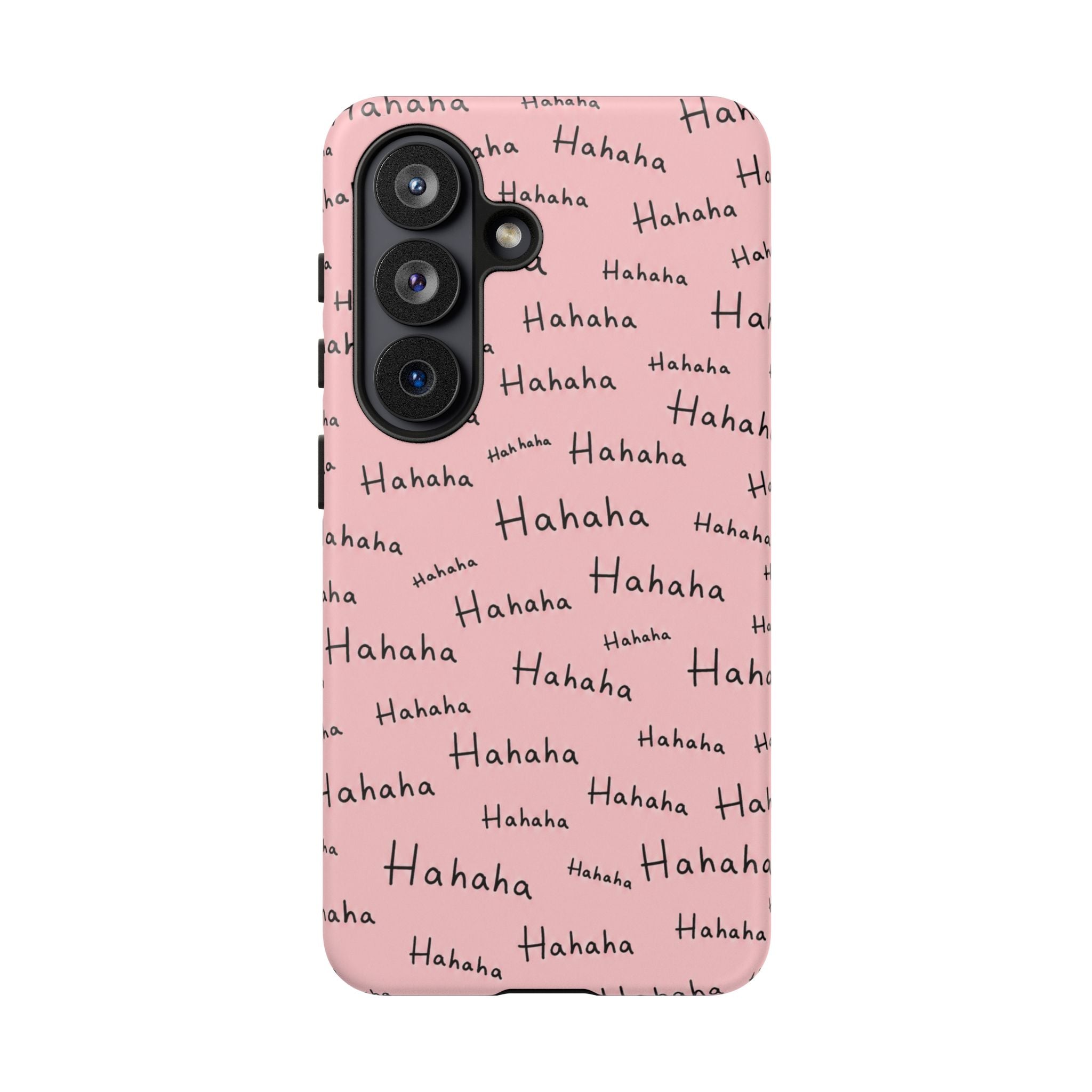 "Hahaha" Pink Pattern Phone Case — Playful Handwritten Design