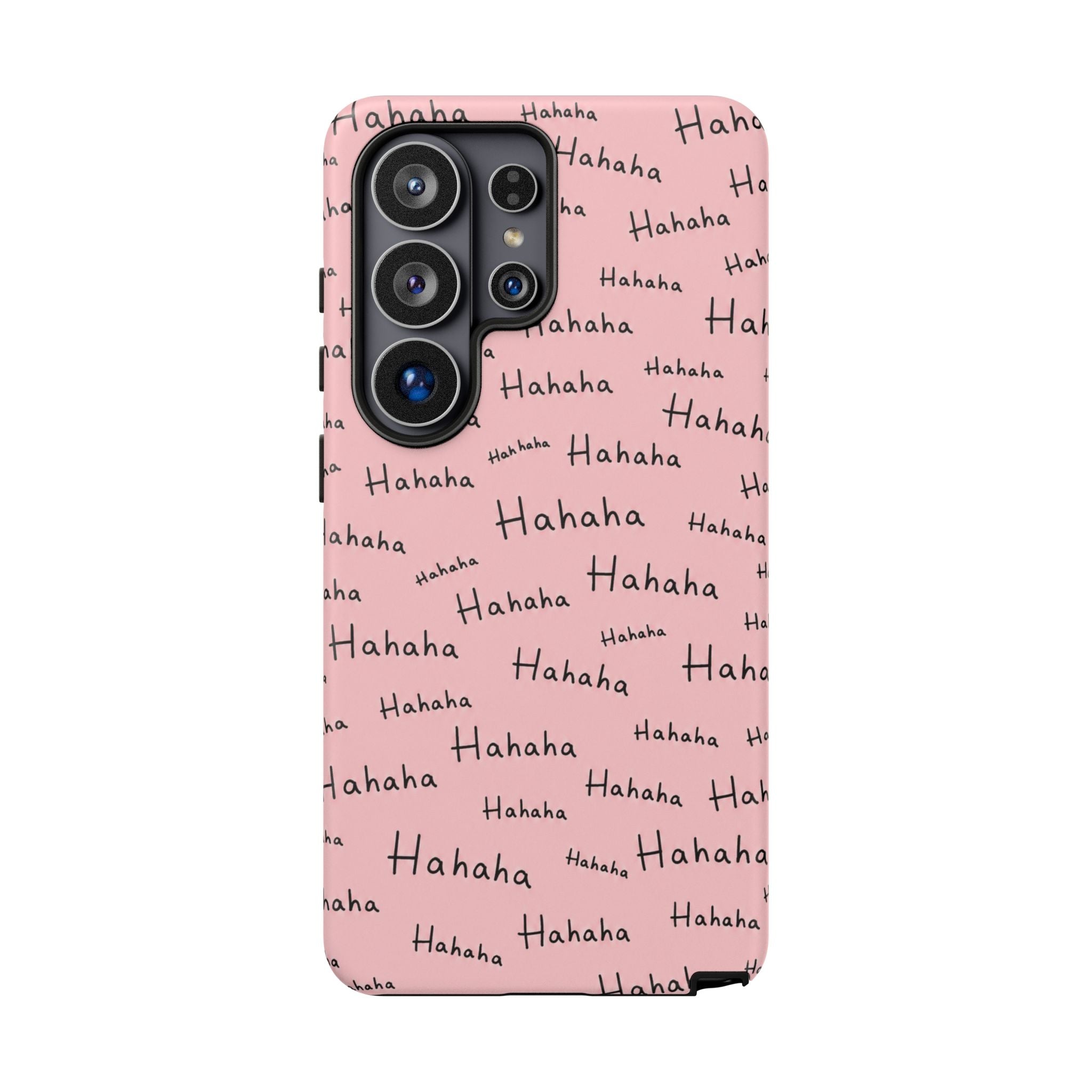 "Hahaha" Pink Pattern Phone Case — Playful Handwritten Design