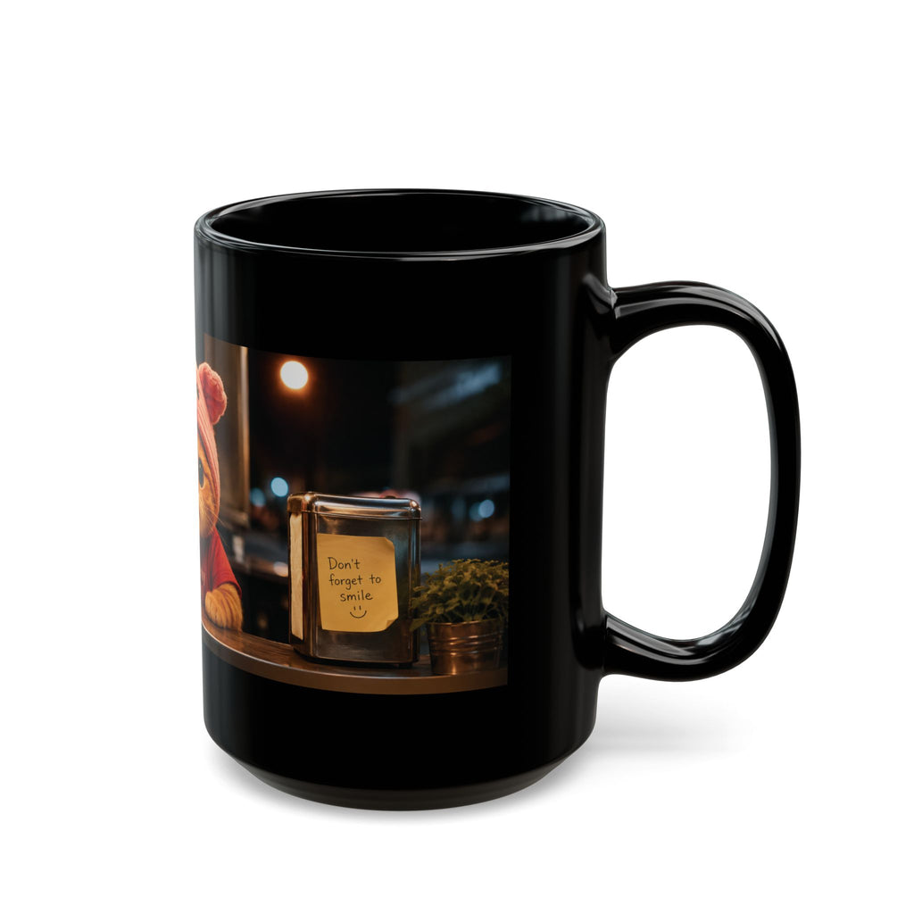 Cozy Café Porky — Black Ceramic Mug