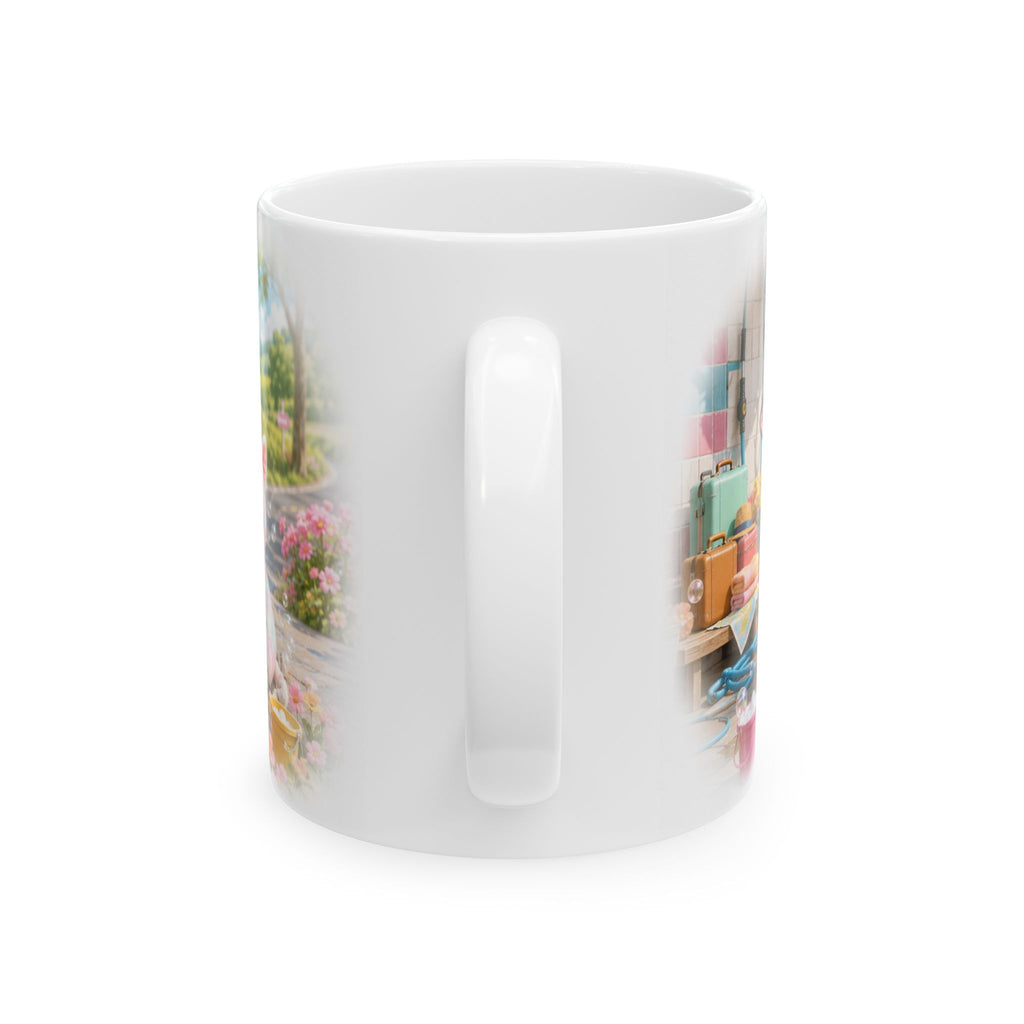Car Wash Ceramic Mug – Cute Kitten Road Trip Adventure