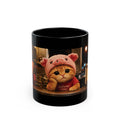 Cozy Café Porky — Black Ceramic Mug