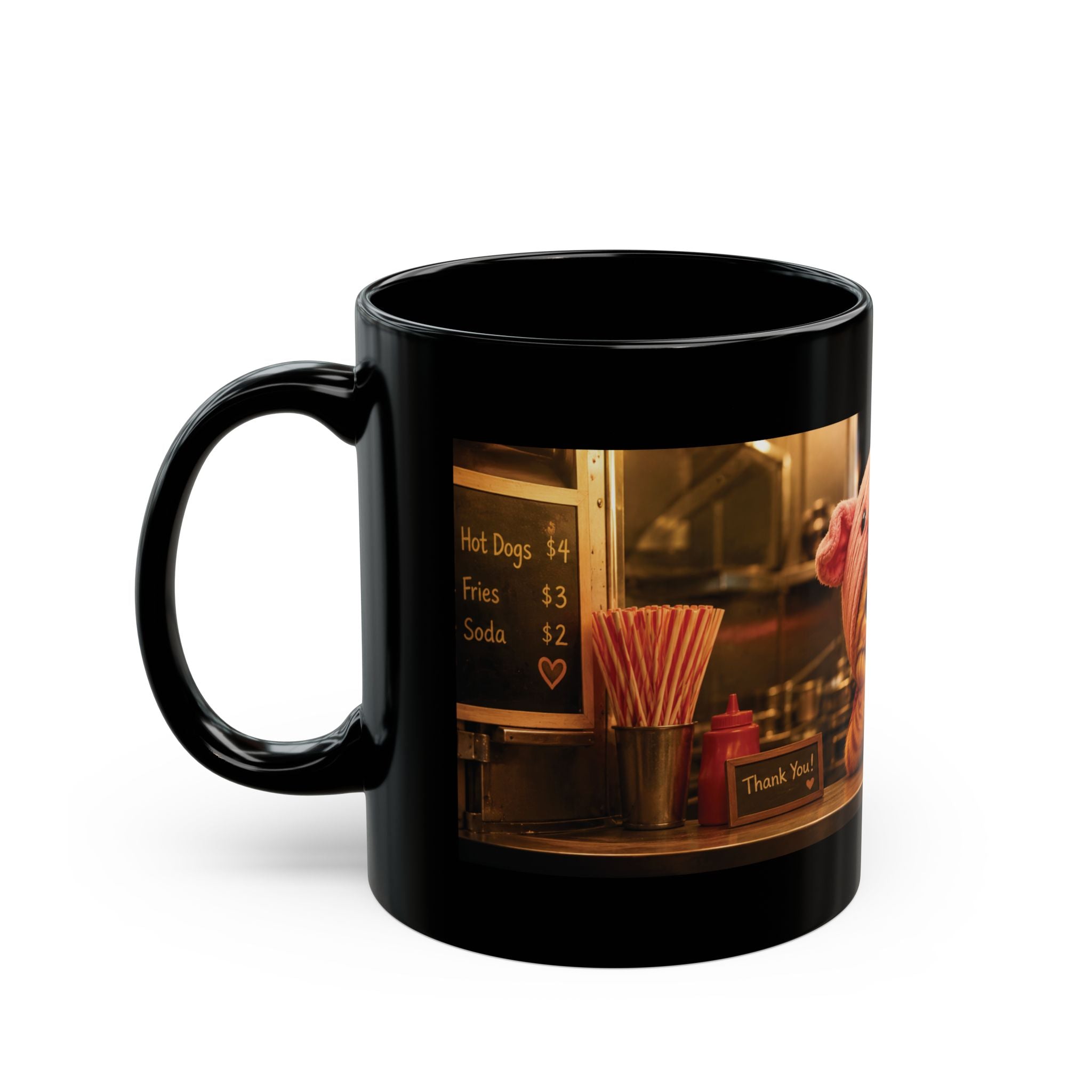 Cozy Café Porky — Black Ceramic Mug
