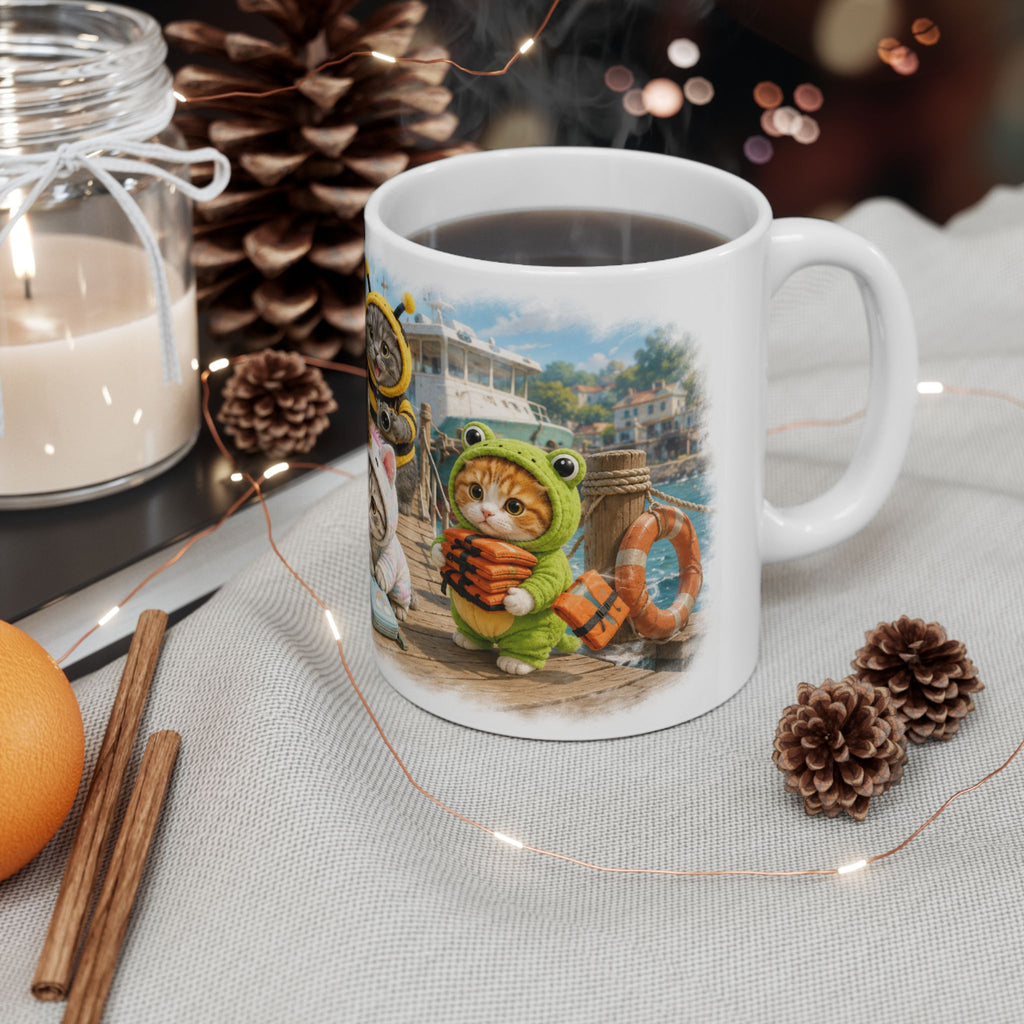 Ferry Trip Ceramic Mug – Cute Kitten Travel Adventure