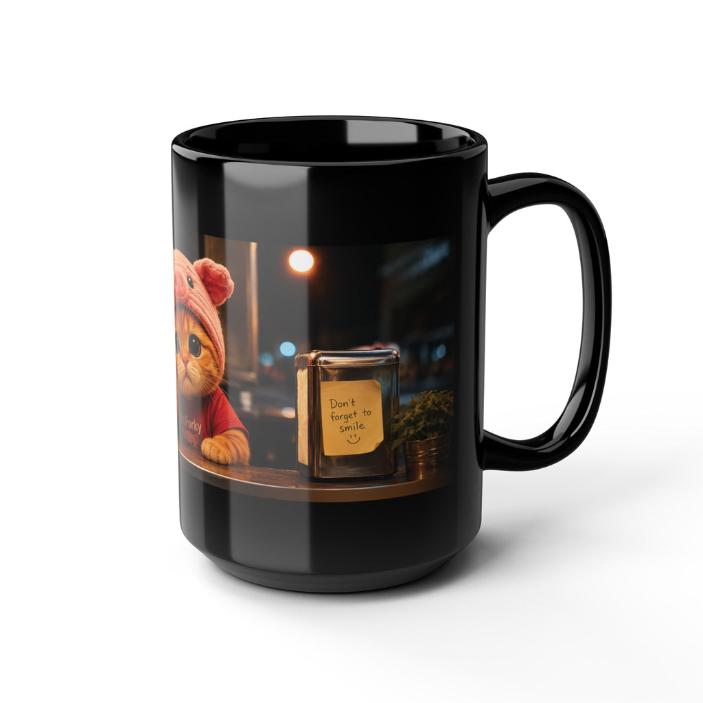 Cozy Café Porky — Black Ceramic Mug