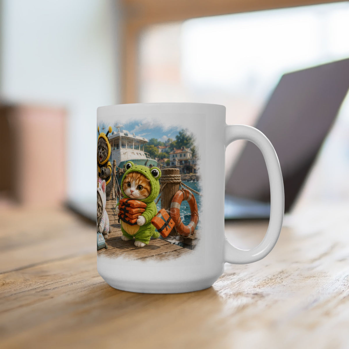 Ferry Trip Ceramic Mug – Cute Kitten Travel Adventure