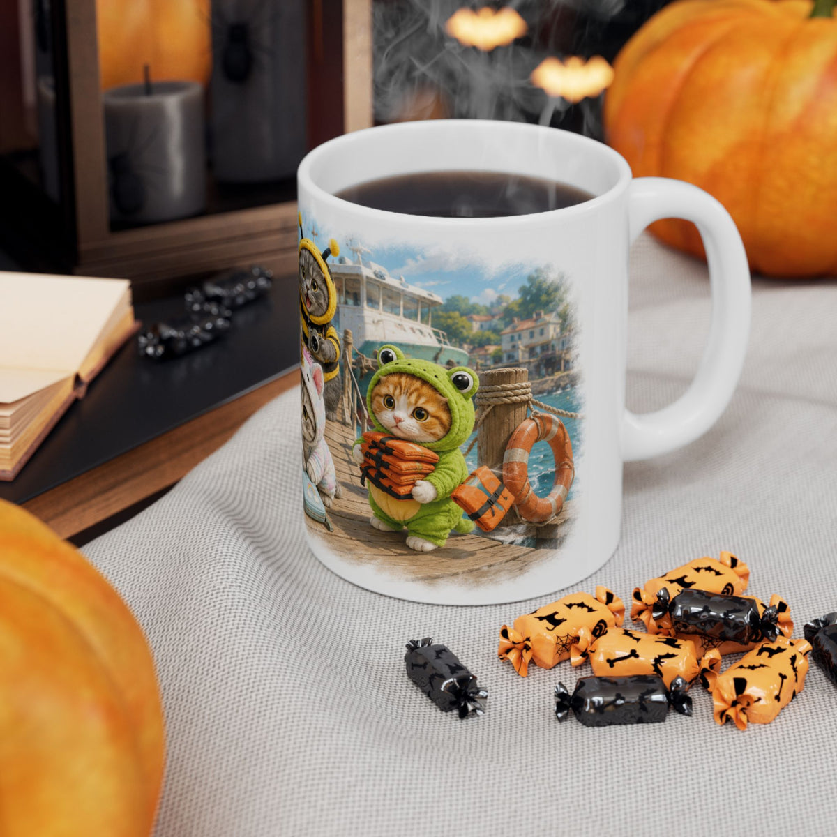 Ferry Trip Ceramic Mug – Cute Kitten Travel Adventure