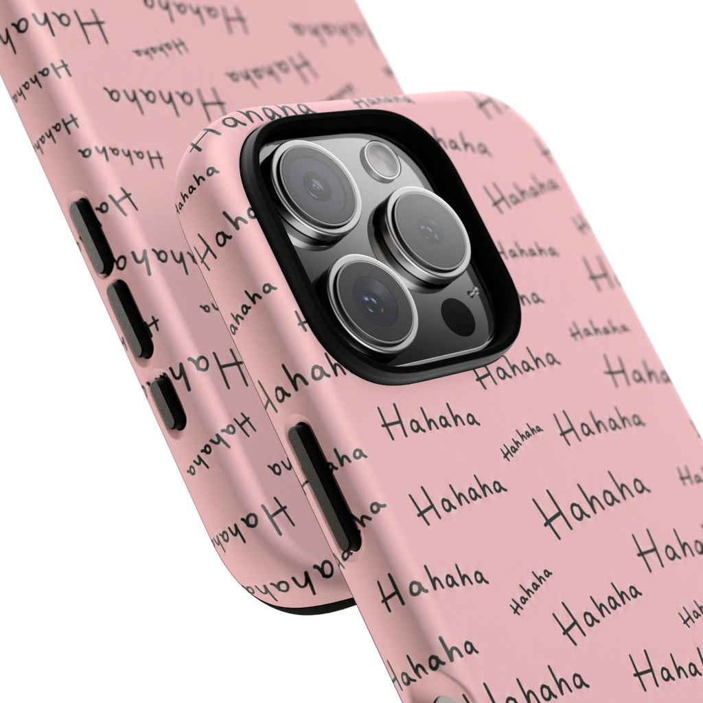 "Hahaha" Pink Pattern Phone Case — Playful Handwritten Design
