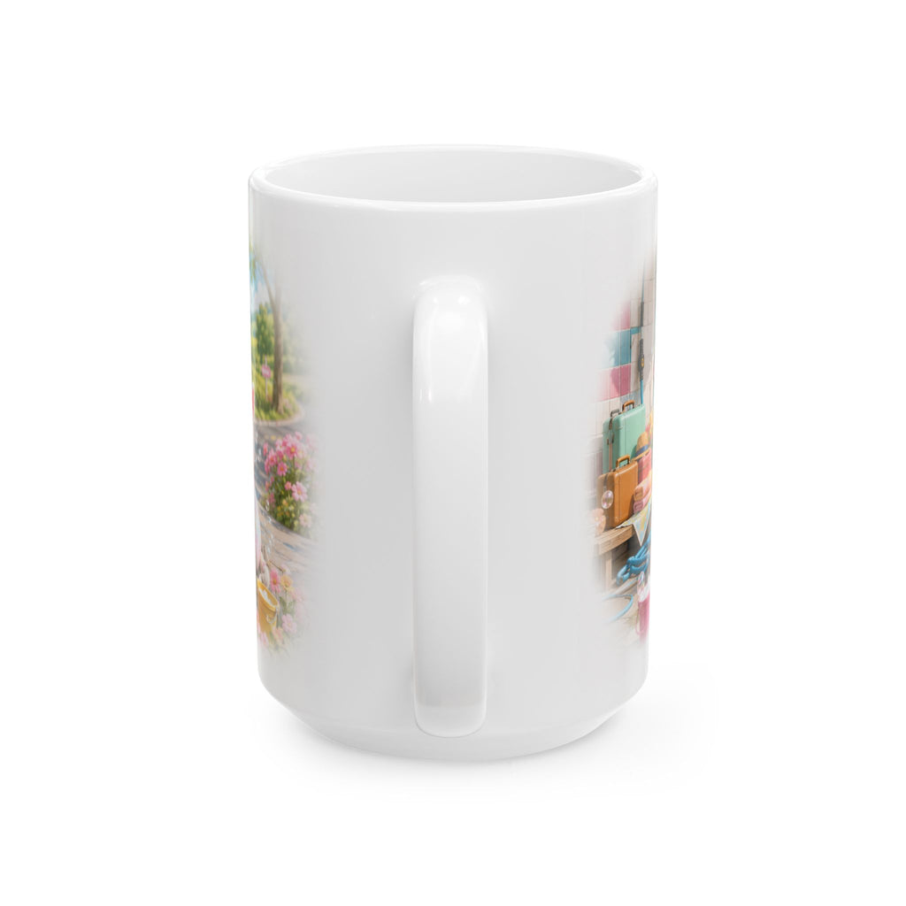 Car Wash Ceramic Mug – Cute Kitten Road Trip Adventure