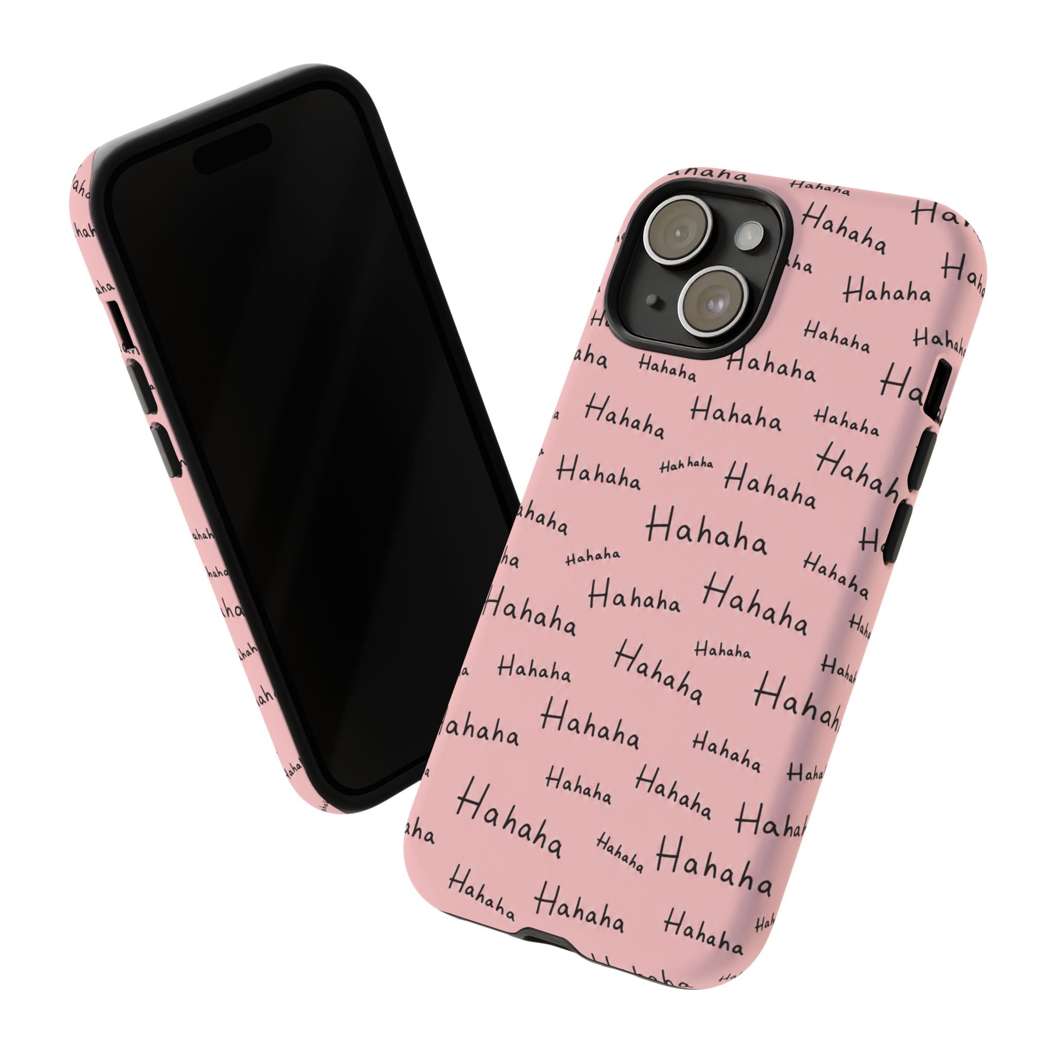 "Hahaha" Pink Pattern Phone Case — Playful Handwritten Design