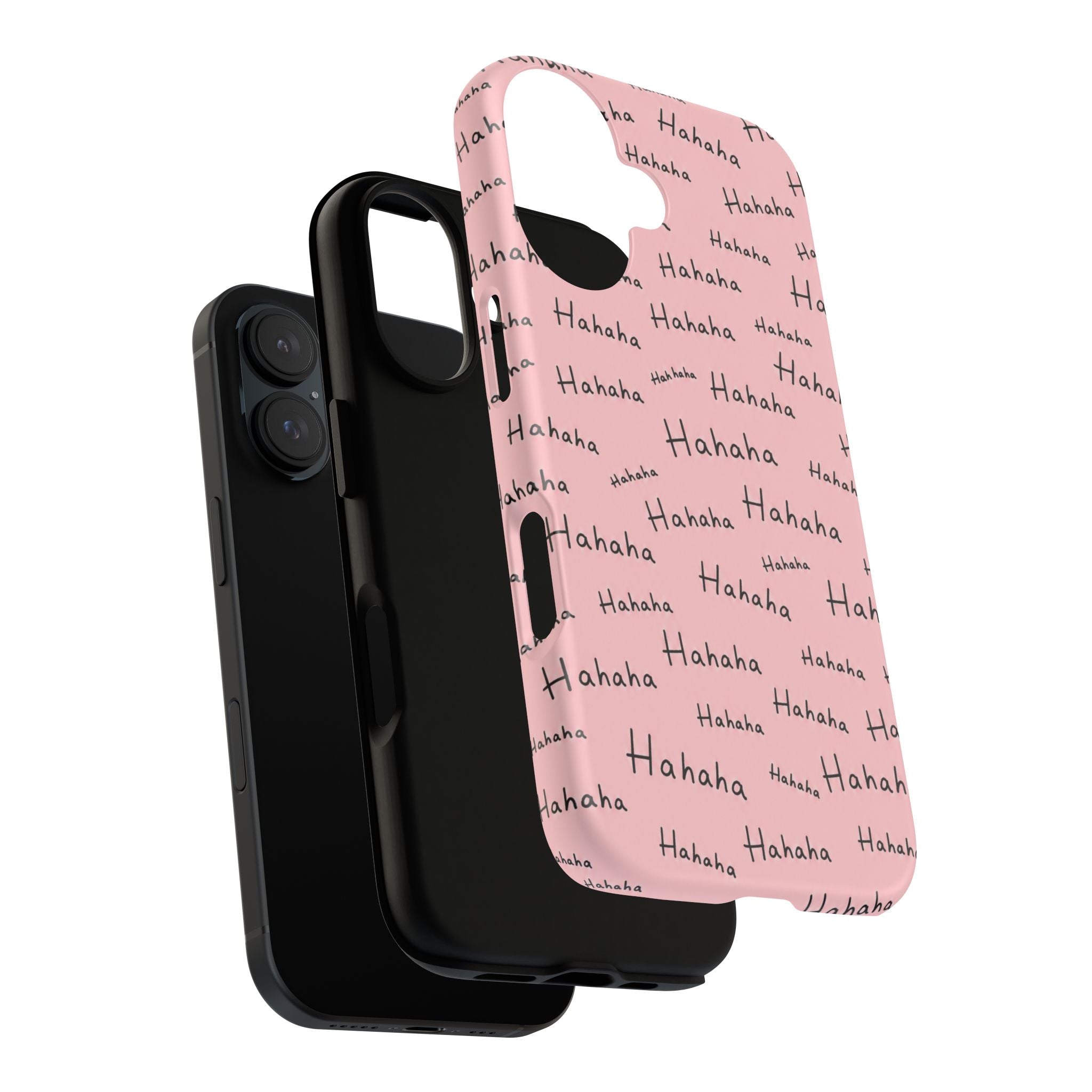"Hahaha" Pink Pattern Phone Case — Playful Handwritten Design