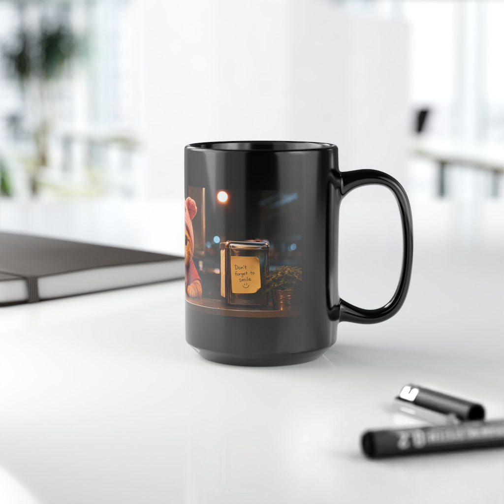 Cozy Café Porky — Black Ceramic Mug