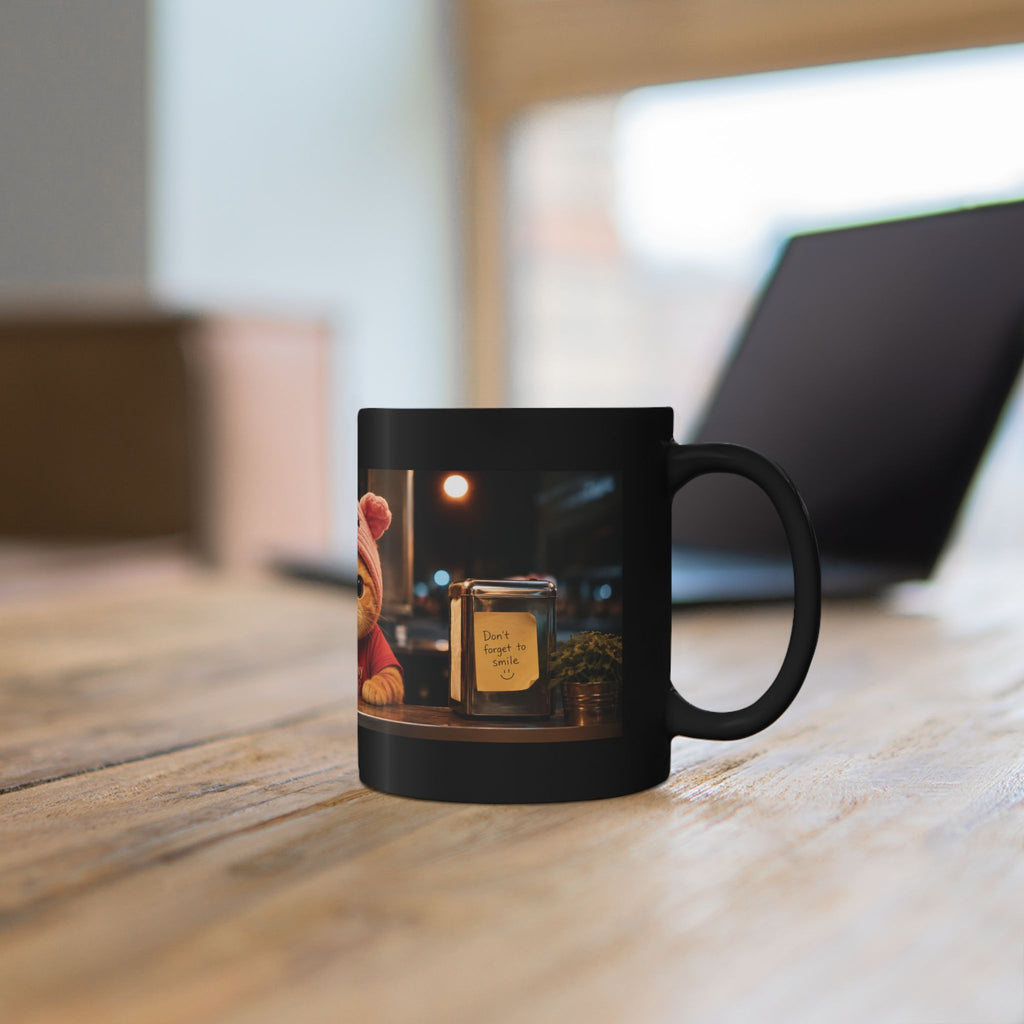 Cozy Café Porky — Black Ceramic Mug