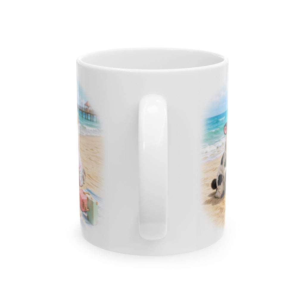 Beach Day Ceramic Mug – Cute Kitten Sandcastle Adventure