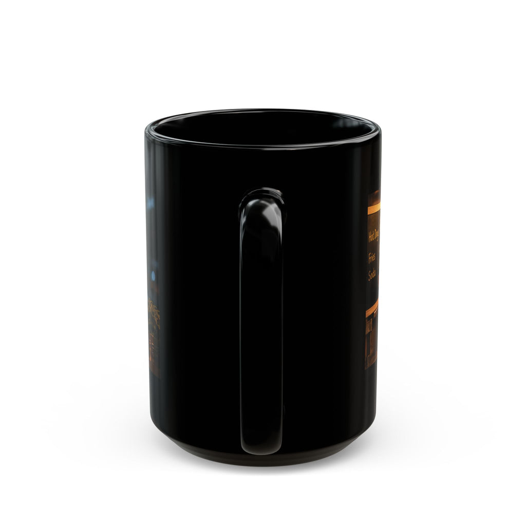 Cozy Café Porky — Black Ceramic Mug