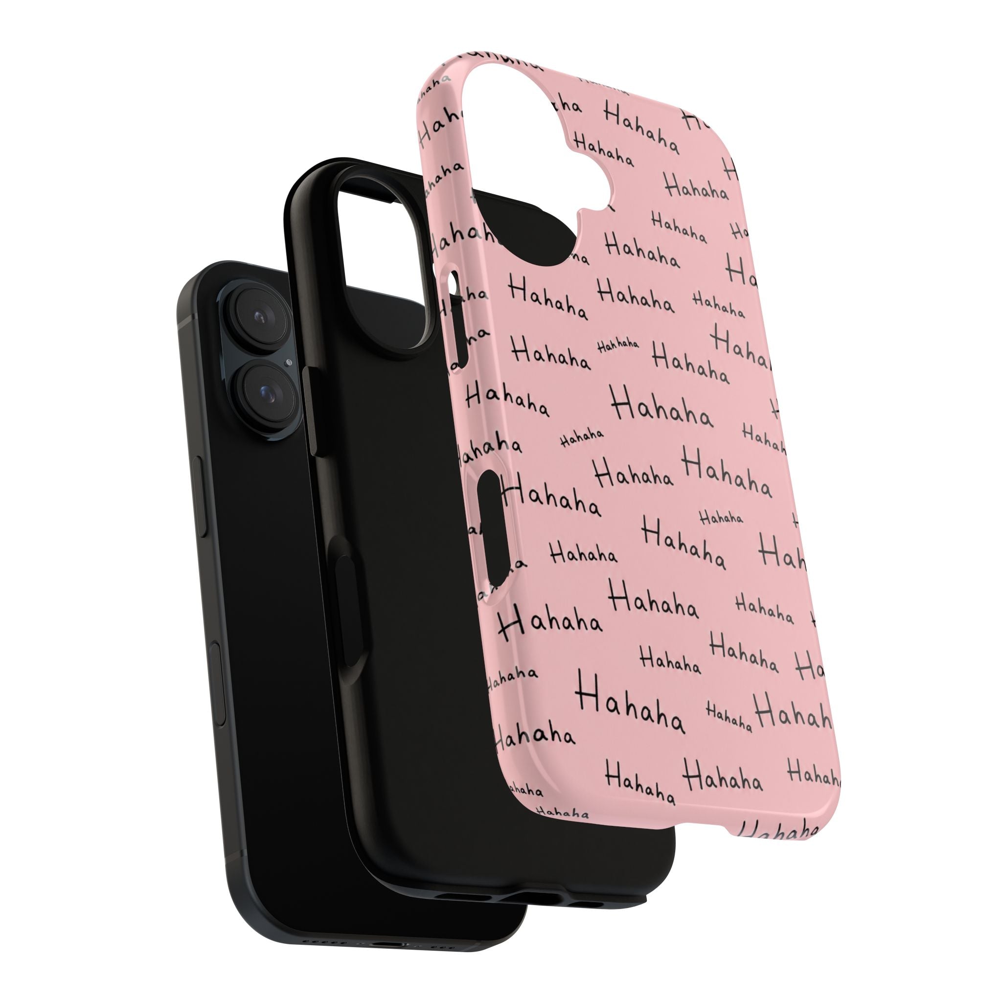 "Hahaha" Pink Pattern Phone Case — Playful Handwritten Design