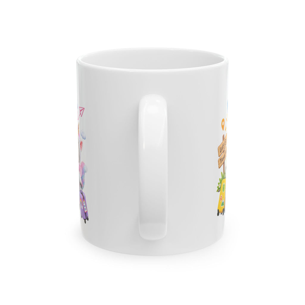 Let’s Go Travel Ceramic Mug – Cute Kitten Adventure