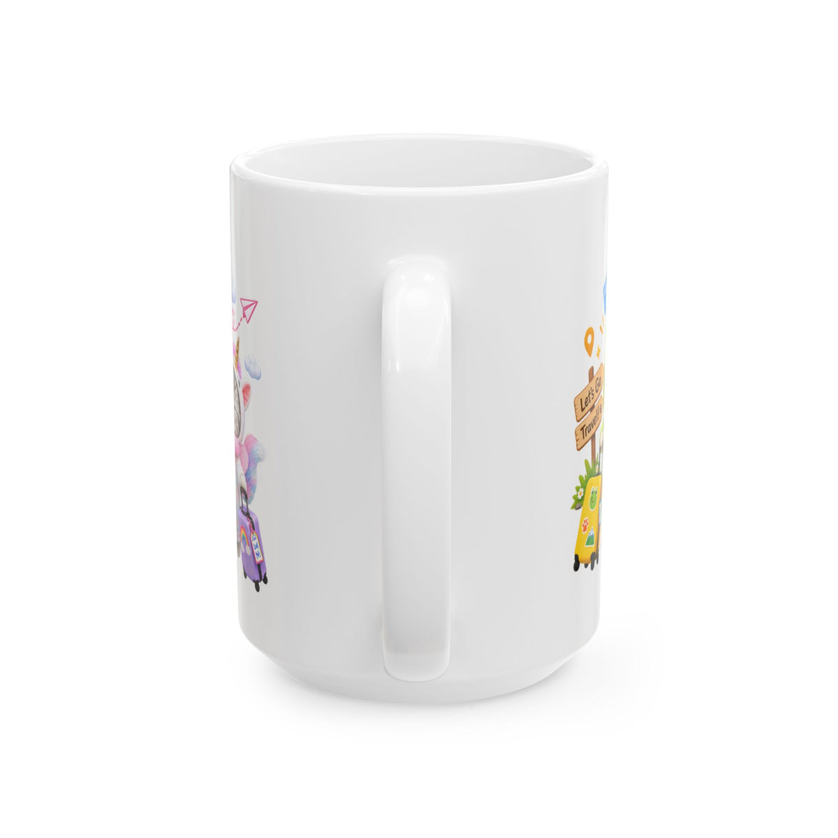 Let’s Go Travel Ceramic Mug – Cute Kitten Adventure