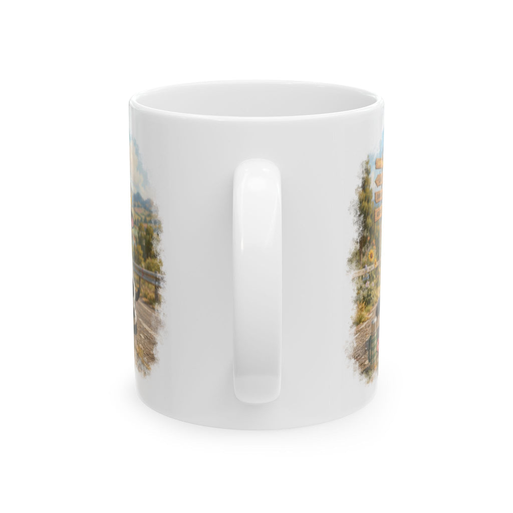 Road Trip Picnic Ceramic Mug – Cute Kitten Travel Adventure