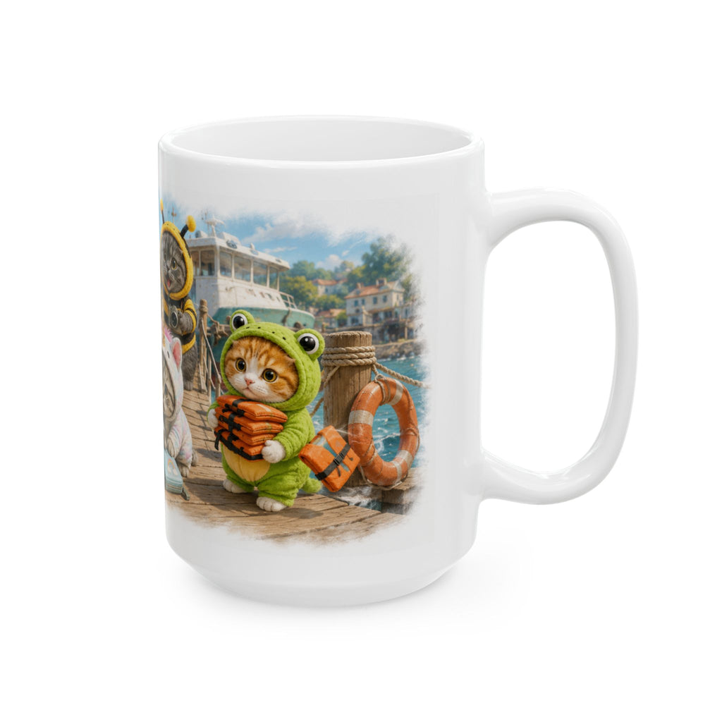 Ferry Trip Ceramic Mug – Cute Kitten Travel Adventure