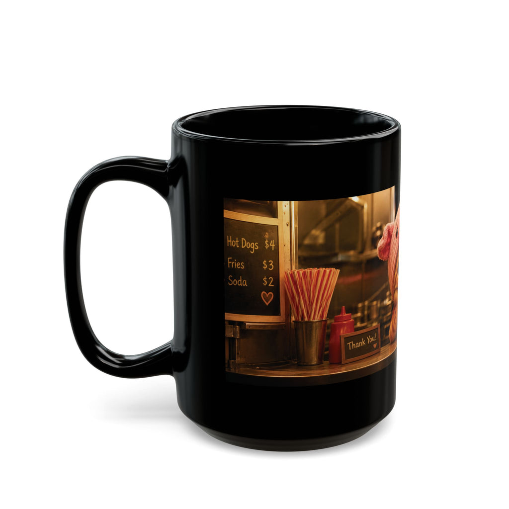 Cozy Café Porky — Black Ceramic Mug