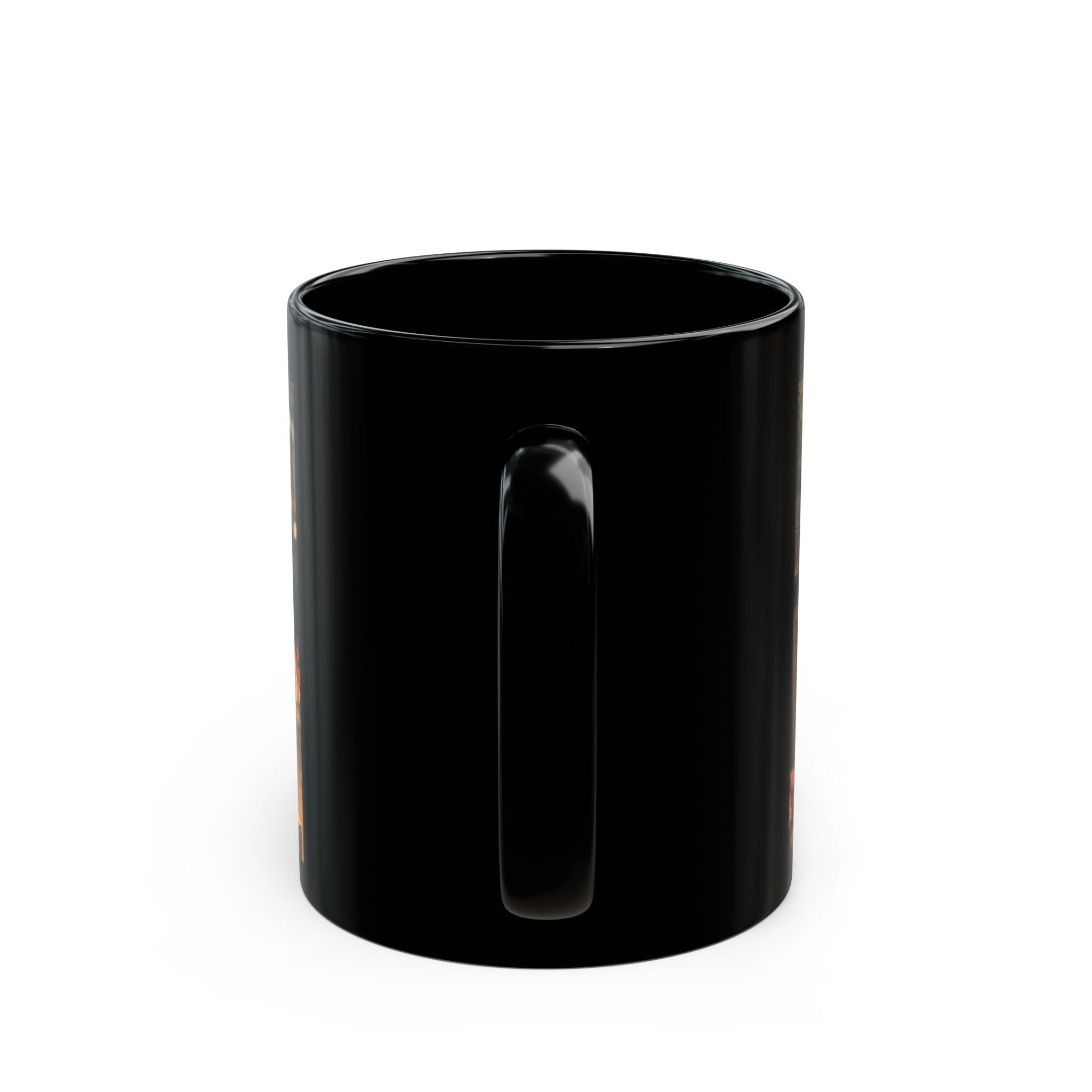 Porky with Flowers — Black Ceramic Mug