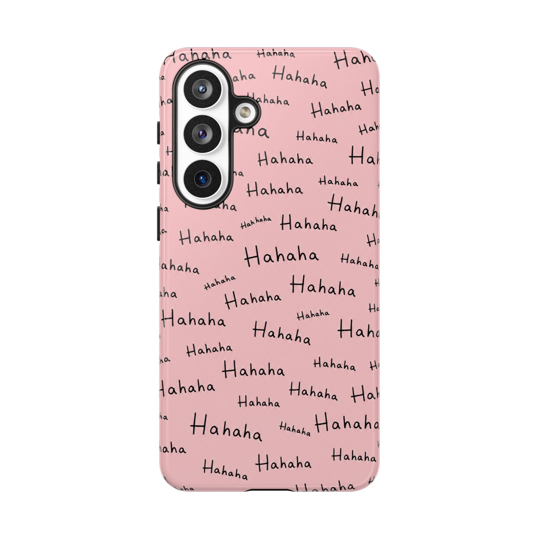 "Hahaha" Pink Pattern Phone Case — Playful Handwritten Design