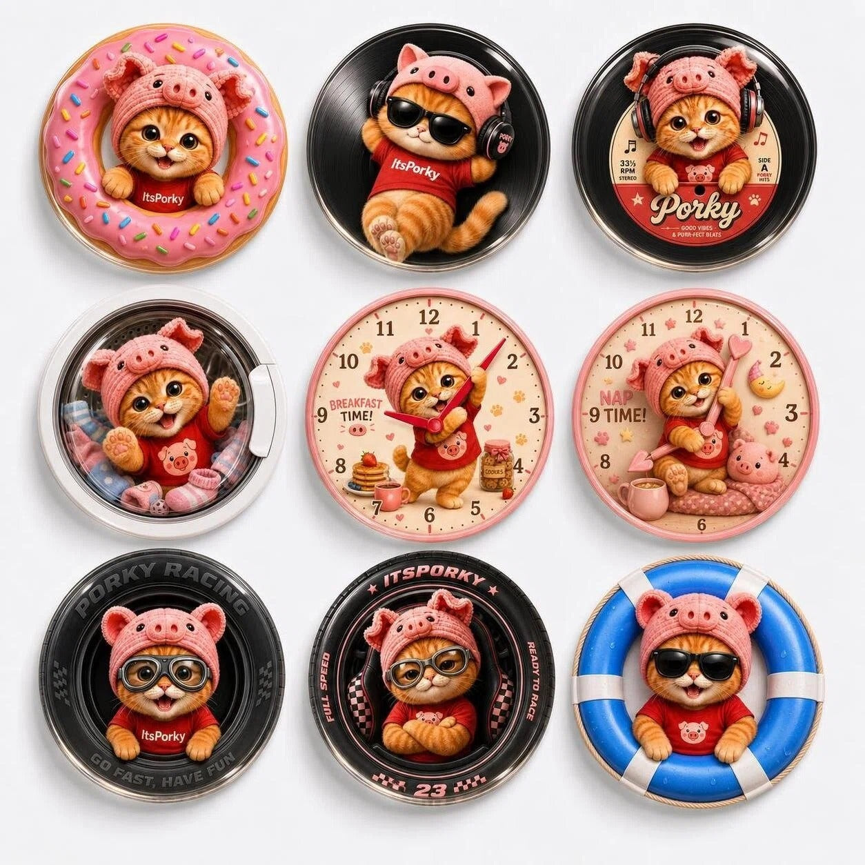 Porky Little Worlds Acrylic Fridge Magnets