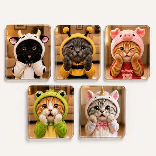 Porky & Friends Cute Cat Acrylic Magnets