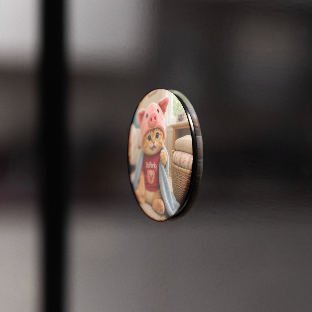 Porky_Signature_Round_Fridge_Magnet_RoundButtonMagnet_BlackFridge_AS_Mockup.png_16052437