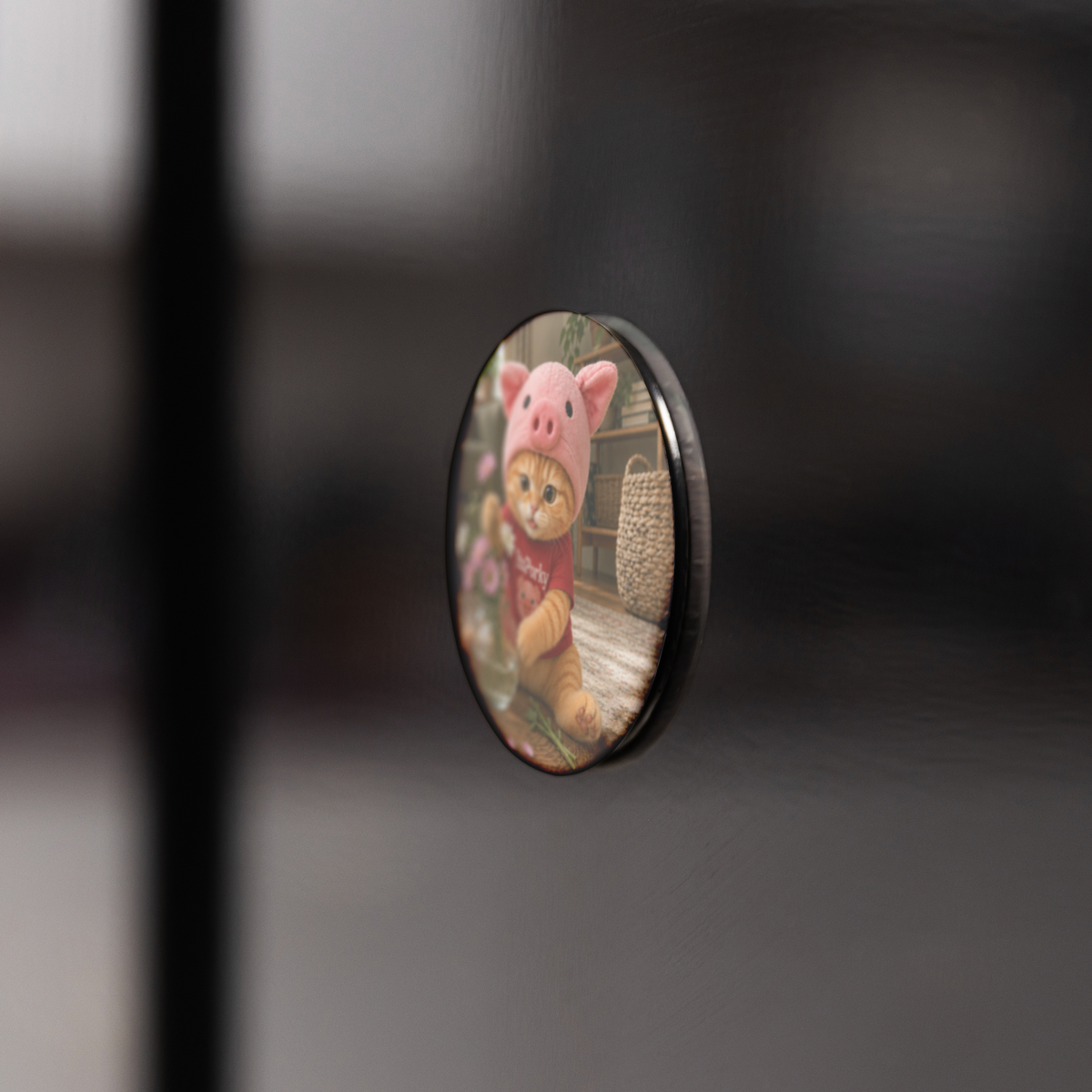 Porky_Signature_Round_Fridge_Magnet_RoundButtonMagnet_BlackFridge_AS_Mockup.png_16052500