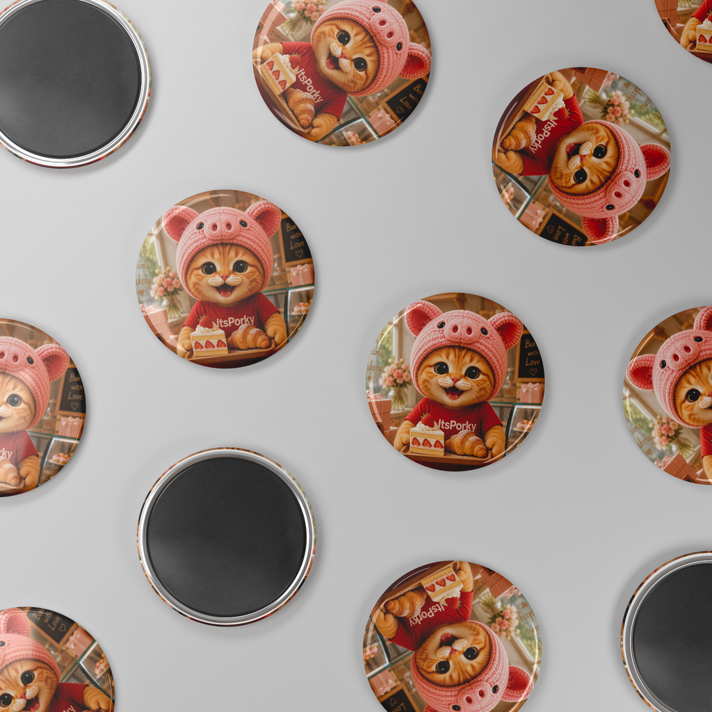 Porky_Signature_Round_Fridge_Magnet_RoundButtonMagnet_Scatter_Mockup.png_16052534