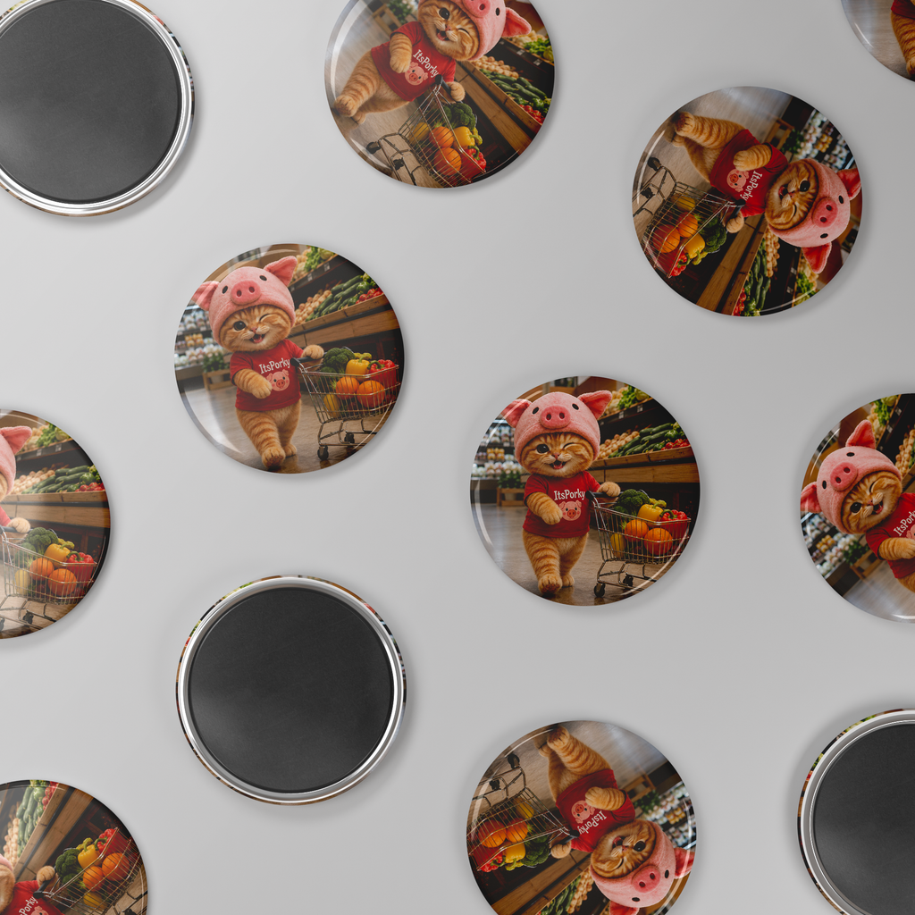 Porky_Signature_Round_Fridge_Magnet_RoundButtonMagnet_Scatter_Mockup.png_16052422