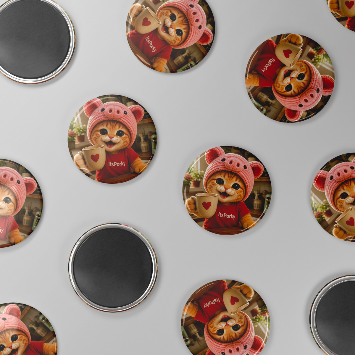 Porky_Signature_Round_Fridge_Magnet_RoundButtonMagnet_Scatter_Mockup.png_16052527