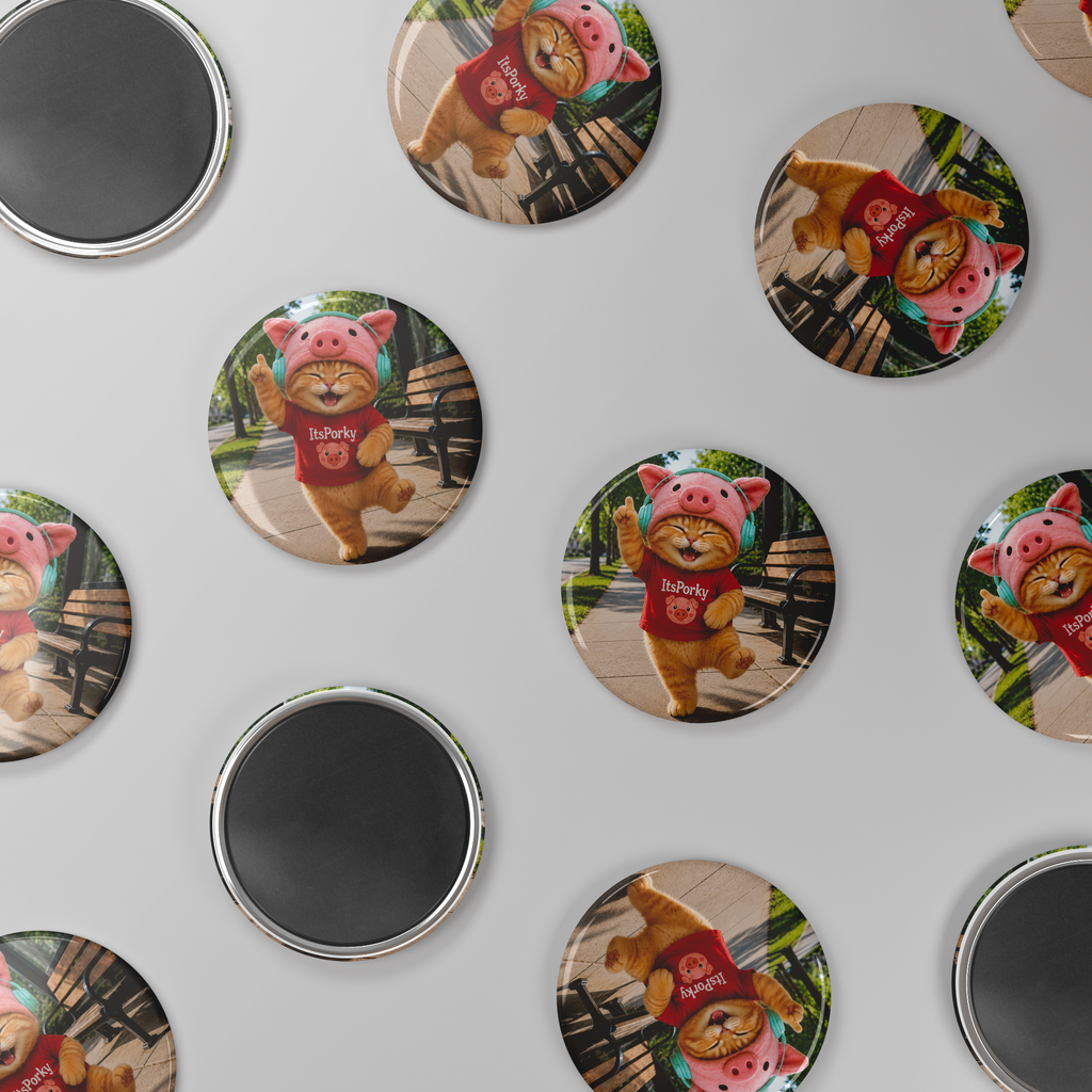 Porky_Signature_Round_Fridge_Magnet_RoundButtonMagnet_Scatter_Mockup.png_16052463