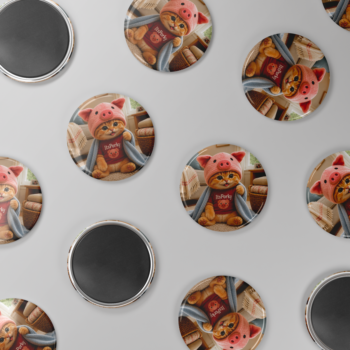 Porky_Signature_Round_Fridge_Magnet_RoundButtonMagnet_Scatter_Mockup.png_16052436