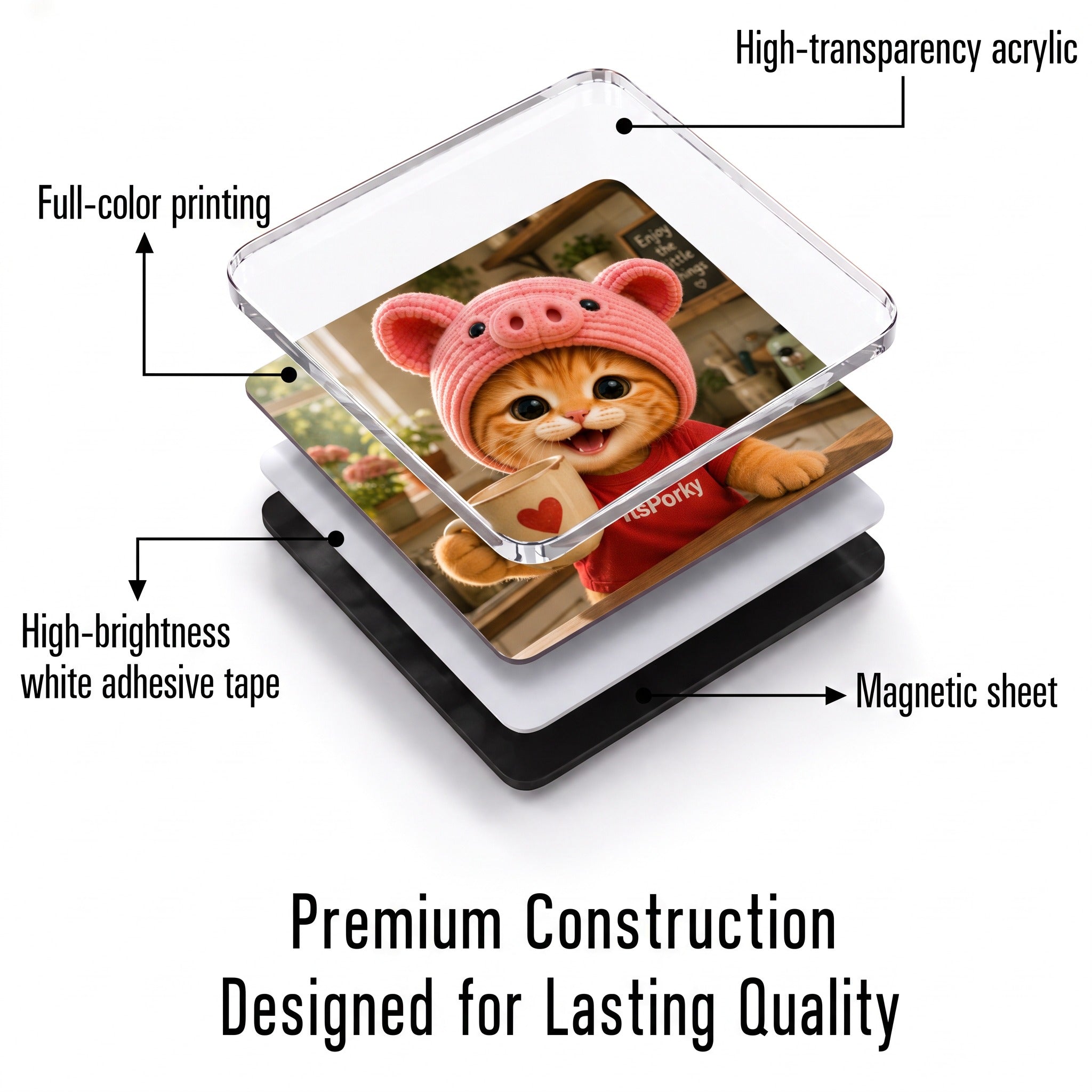 Porky Daily Acrylic Fridge Magnets